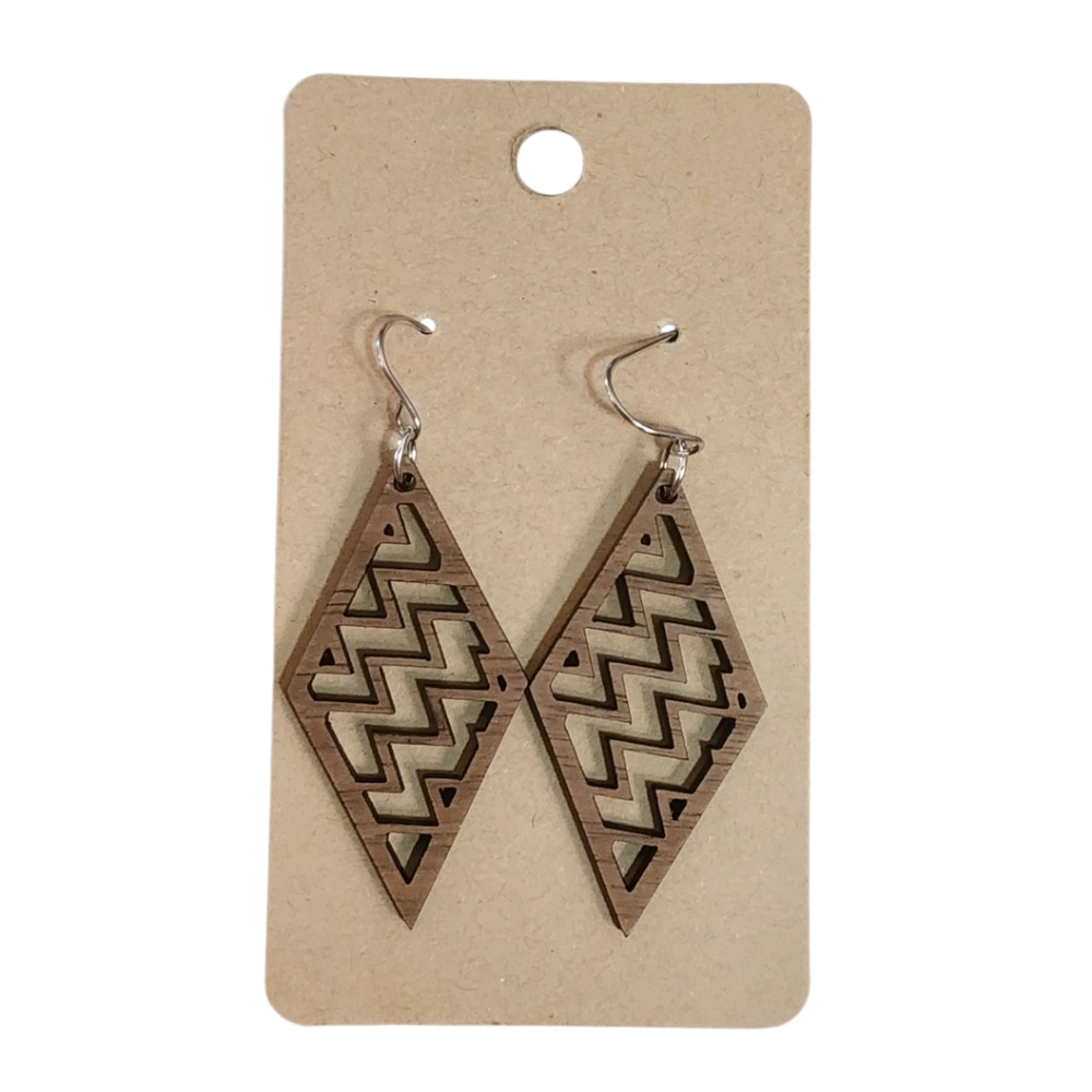 Zigzag Wood Drop Earrings